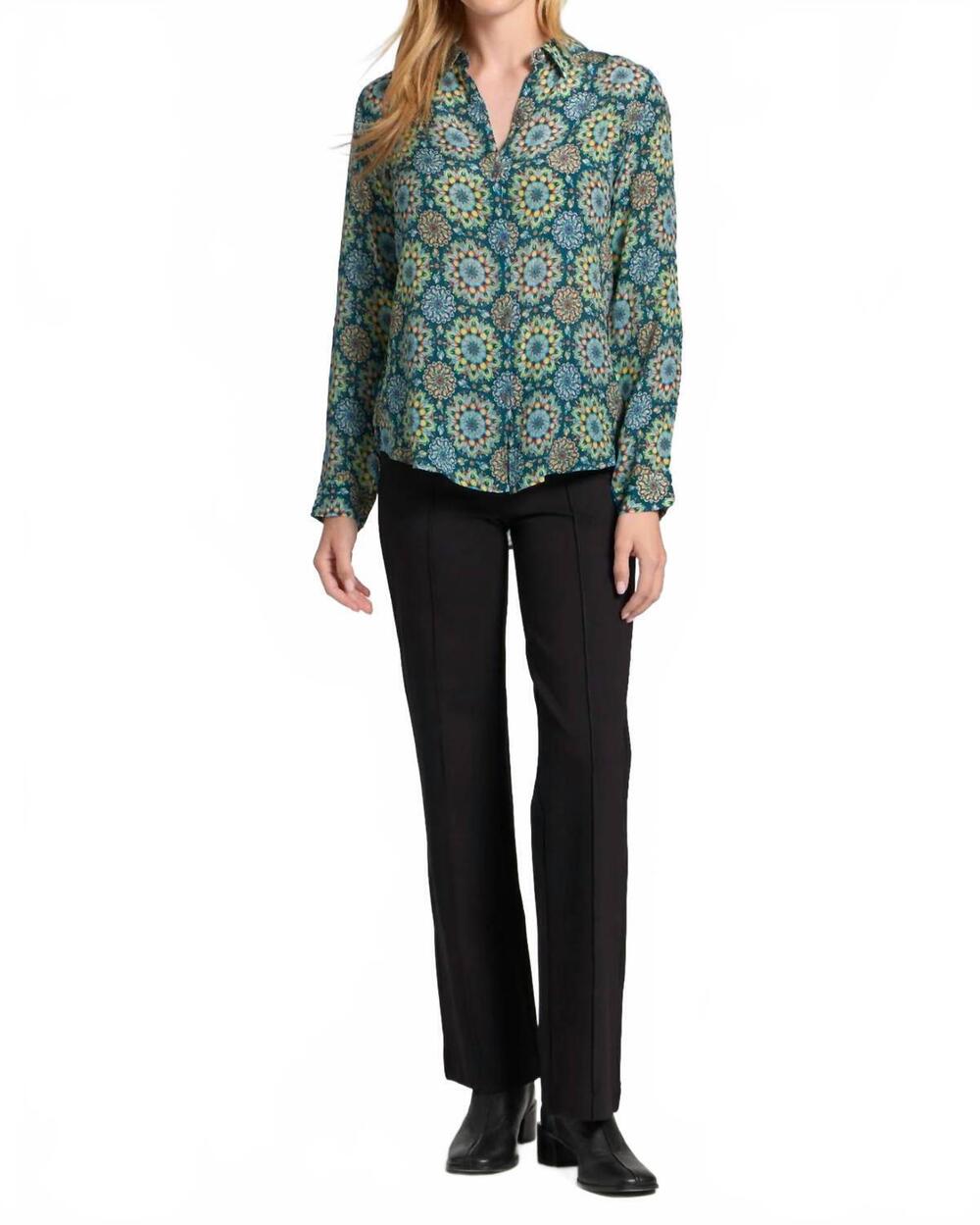 NEW APNY button-up blouse with roll-up sleeves in green